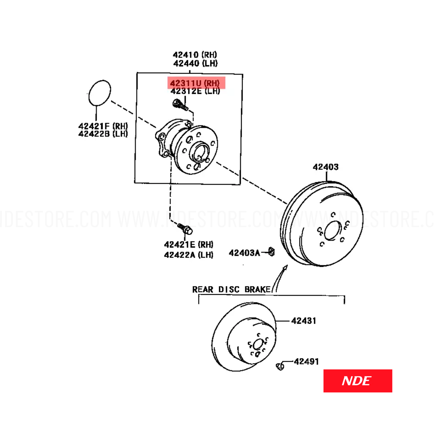 BOLT HUB FOR FRONT AXLE TOYOTA GENUINE