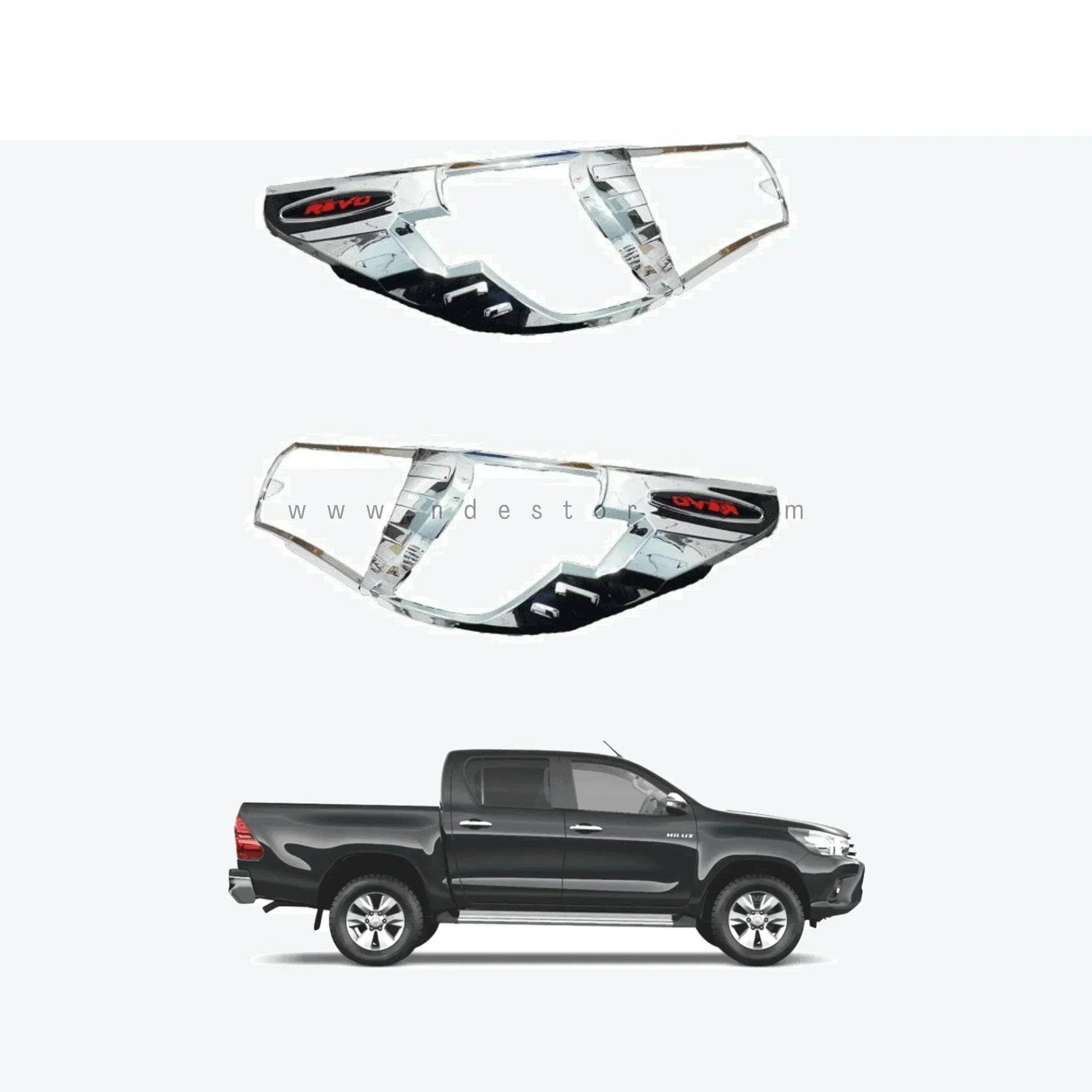 HEAD LIGHT CHROME COVER FOR TOYOTA HILUX REVO (2016-2022) - ndestore.com