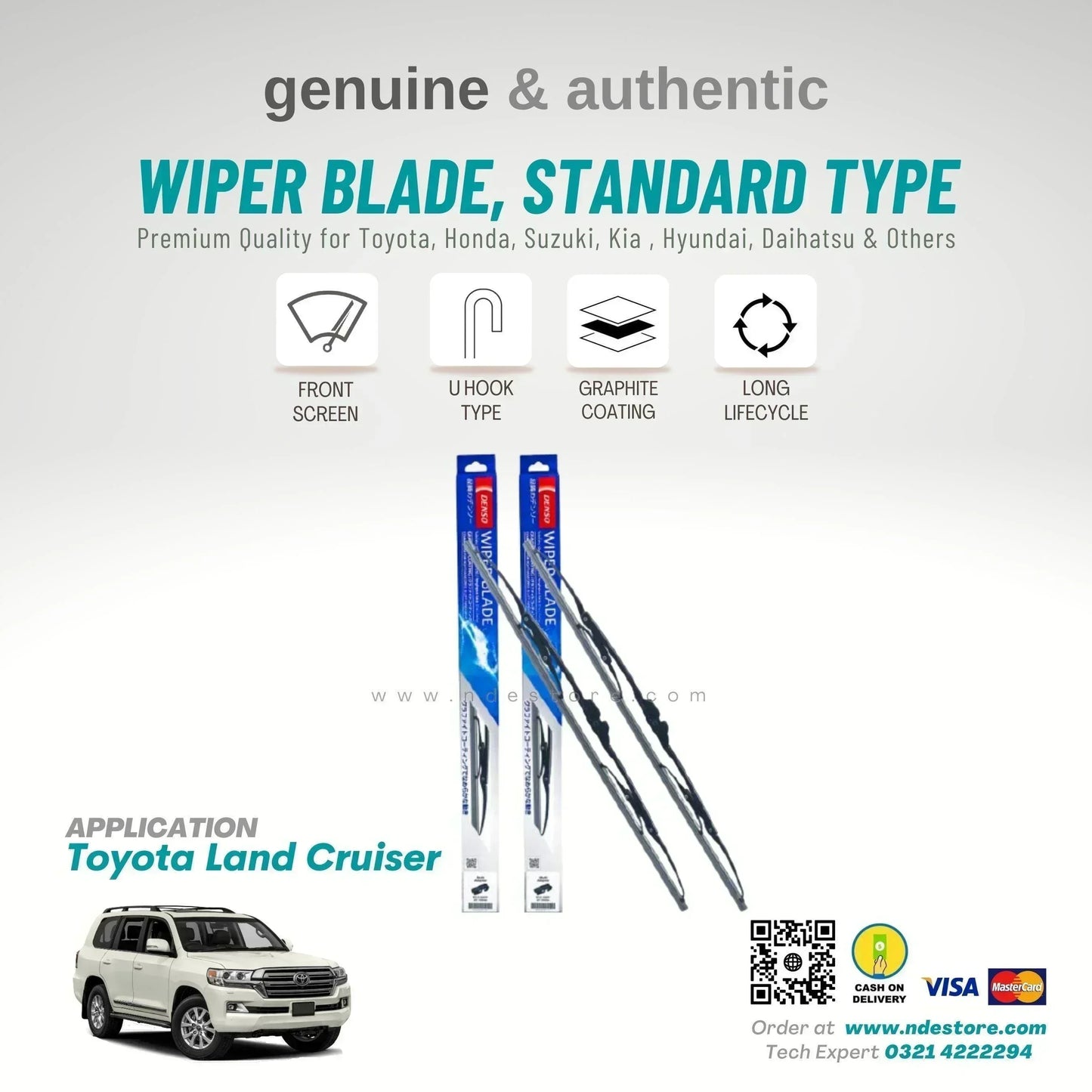 WIPER BLADE DENSO STANDARD TYPE FOR TOYOTA LAND CRUISER - ndestore.com