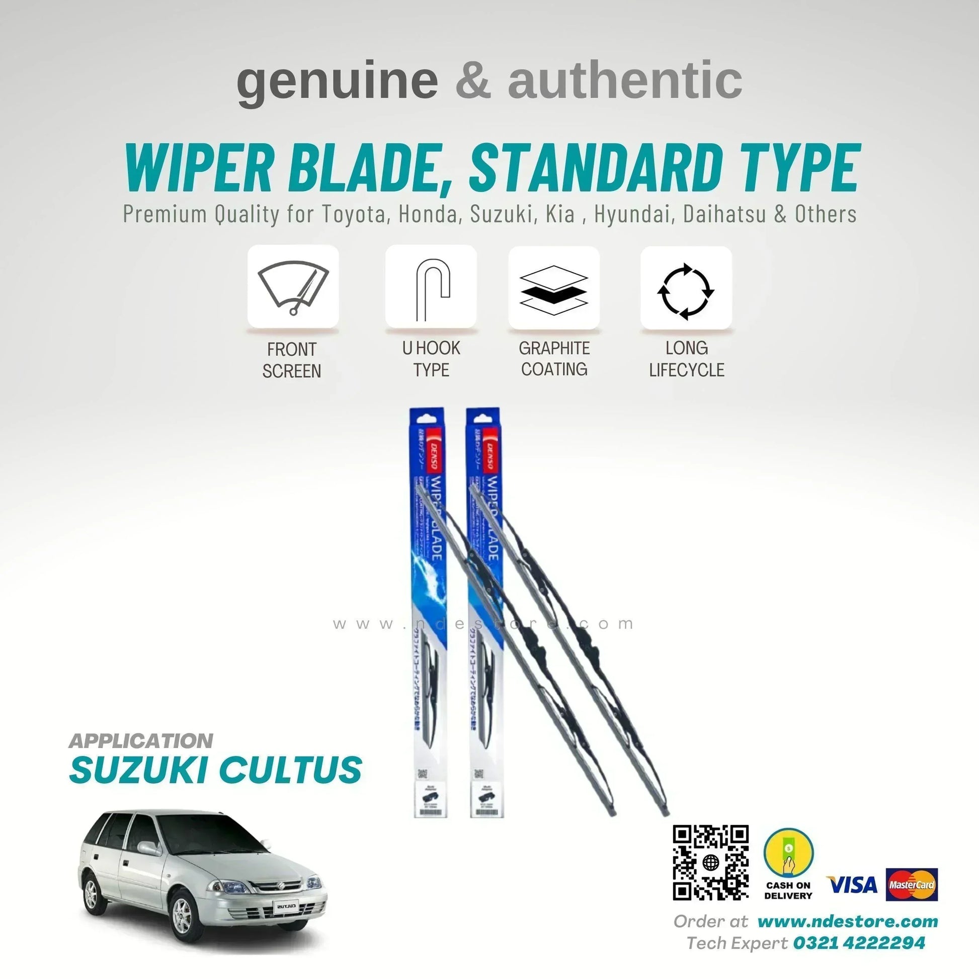 WIPER BLADE DENSO STANDARD TYPE FOR SUZUKI CULTUS (2004-2018) - ndestore.com