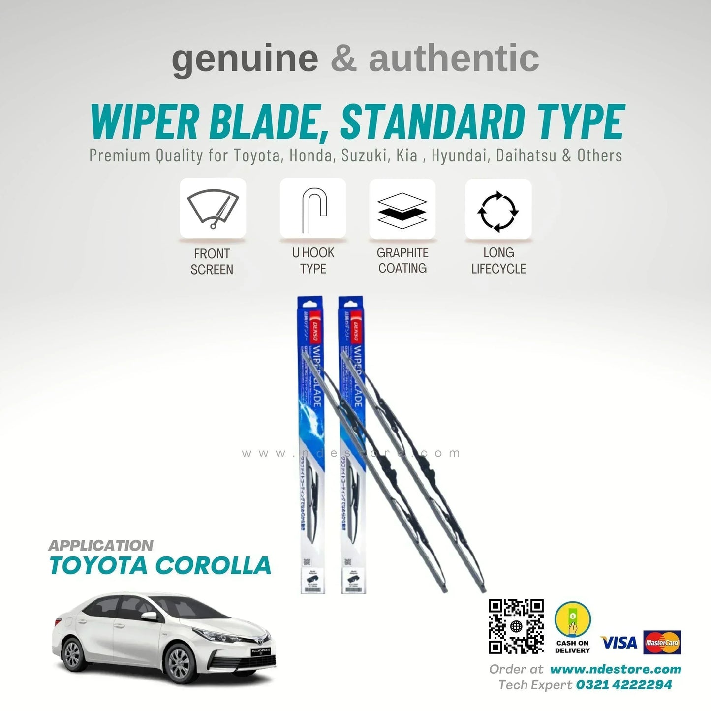 WIPER BLADE DENSO STANDARD TYPE FOR TOYOTA COROLLA - ndestore.com