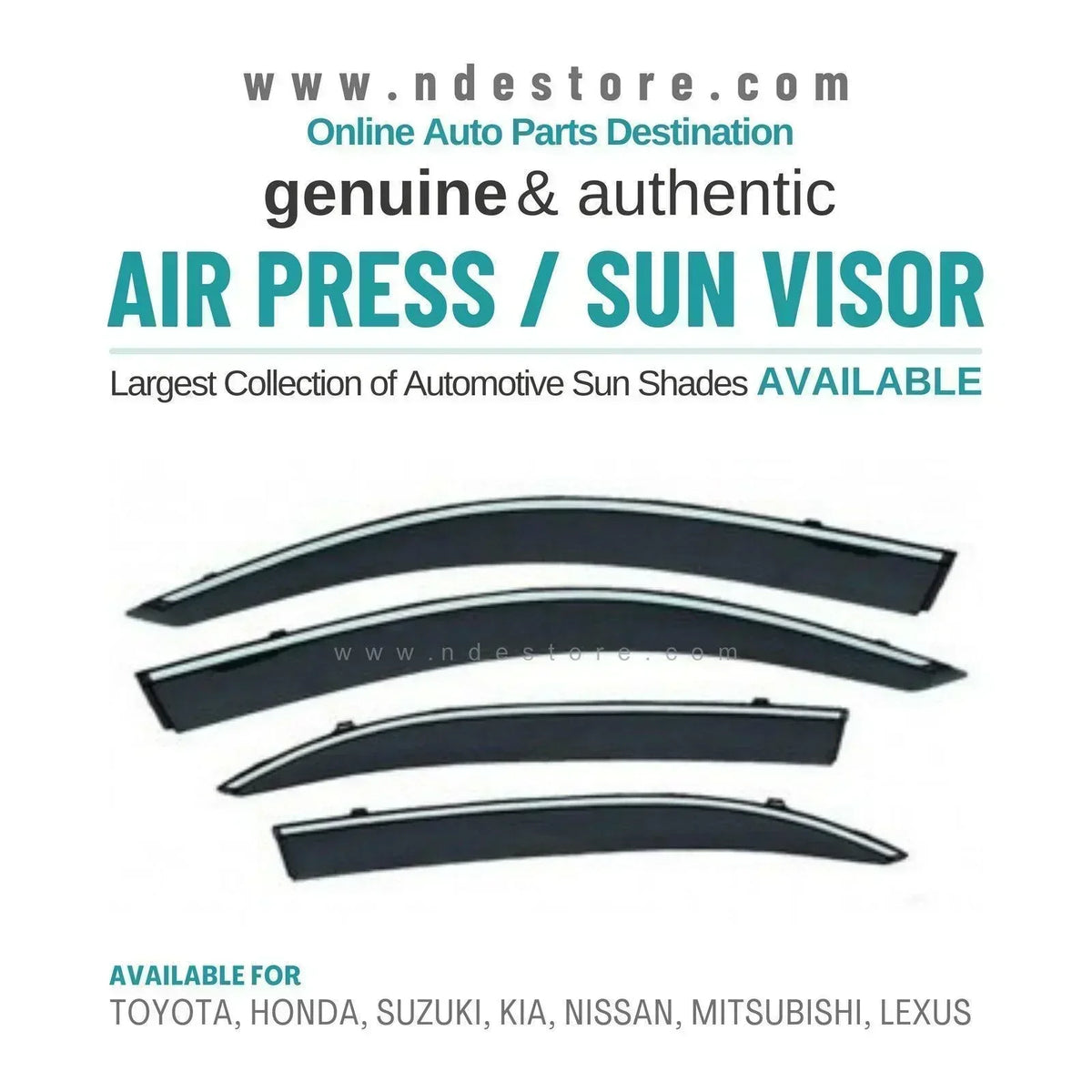 AIR PRESS BLACK TINTED DOOR WINDOW VISOR FOR TOYOTA PRADO (2009-2021) - TXR - ndestore.com