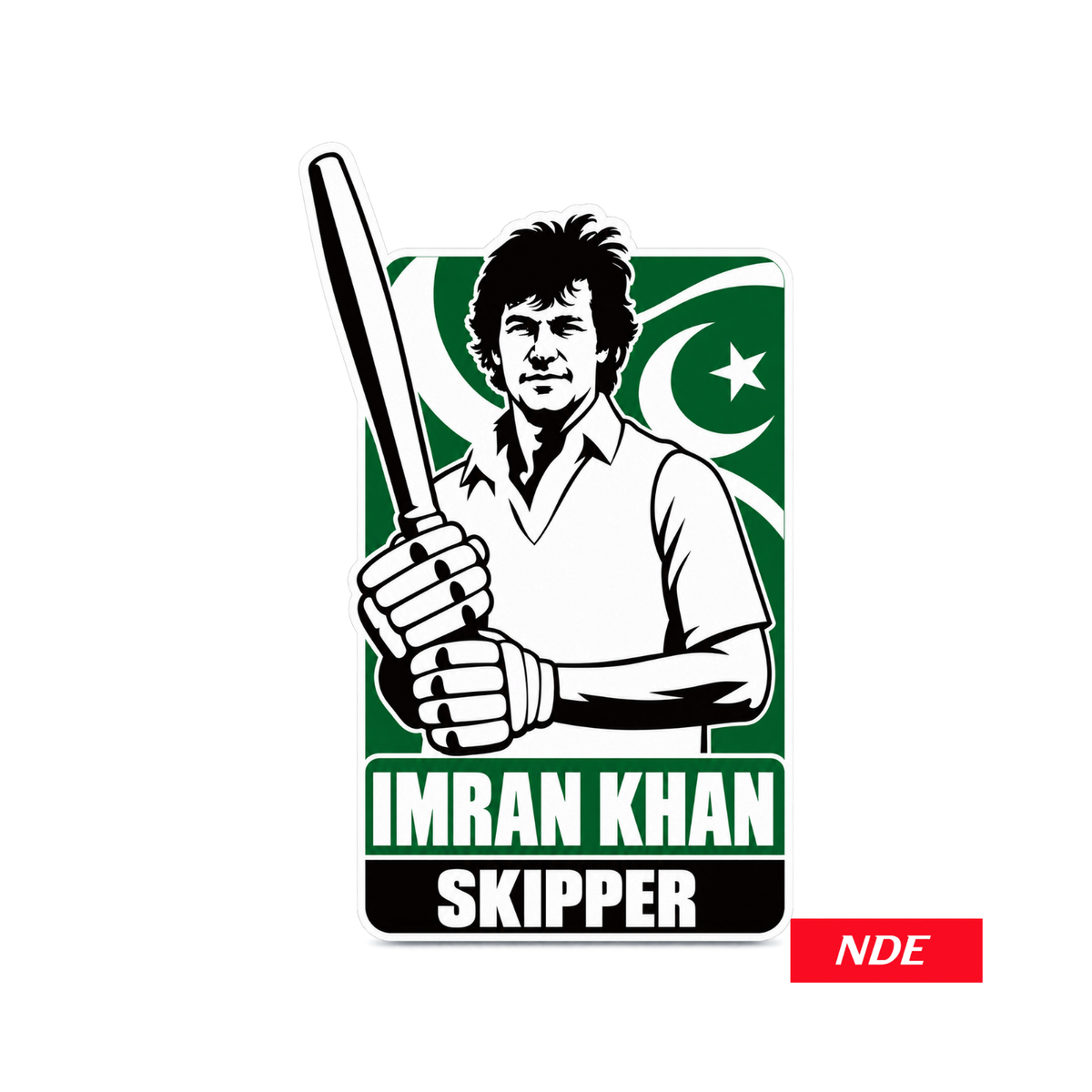 Imran Khan Skipper vinyl cut decal sticker with cricket bat and Pakistan flag