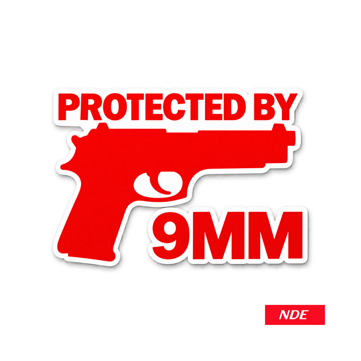 STICKER DECAL PROTECTED BY 9MM