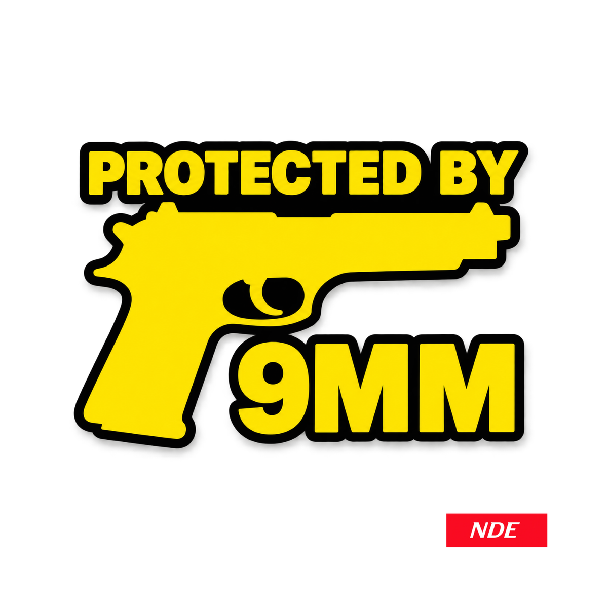 STICKER DECAL PROTECTED BY 9MM