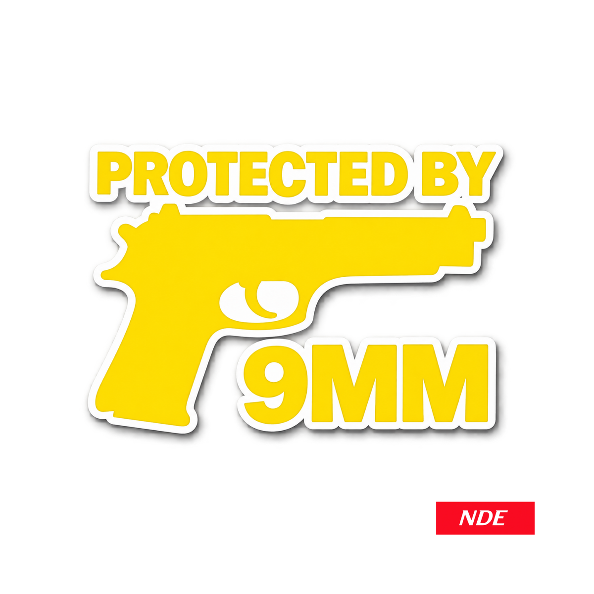 STICKER DECAL PROTECTED BY 9MM
