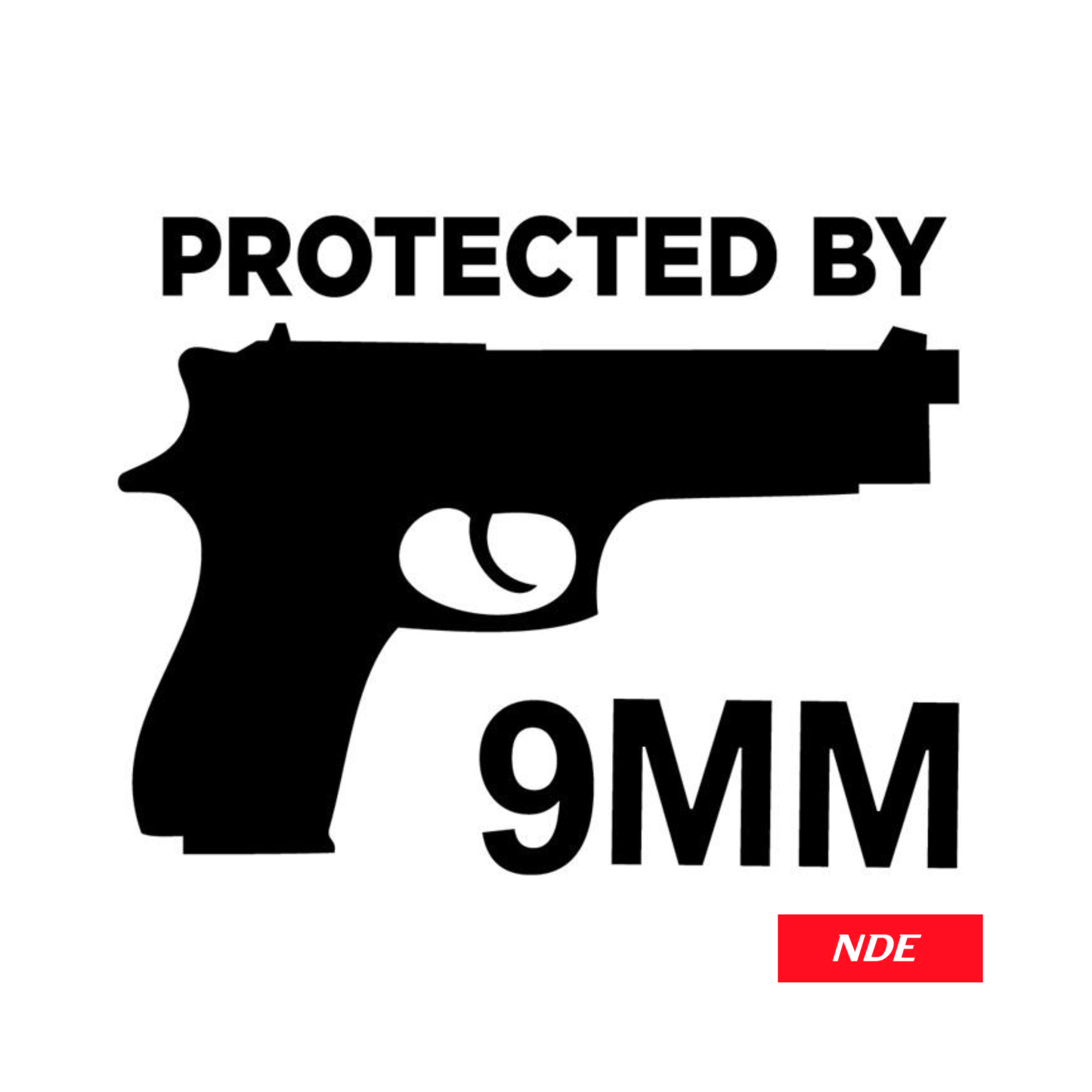 STICKER PROTECTED BY 9MM