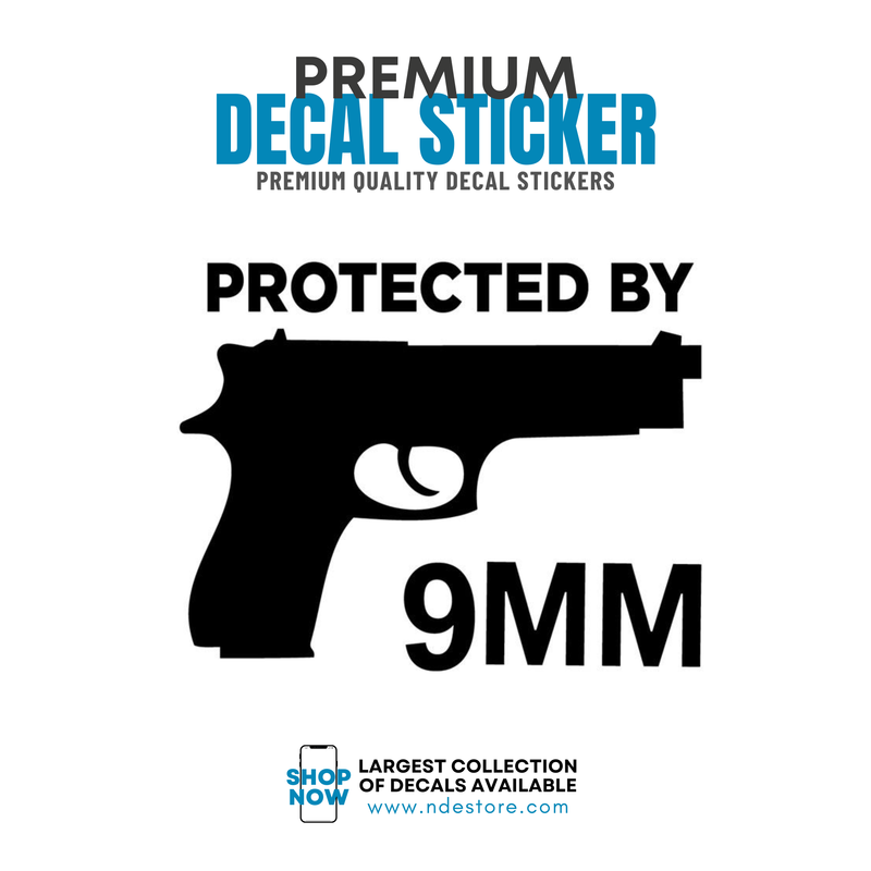 STICKER DECAL PROTECTED BY 9MM
