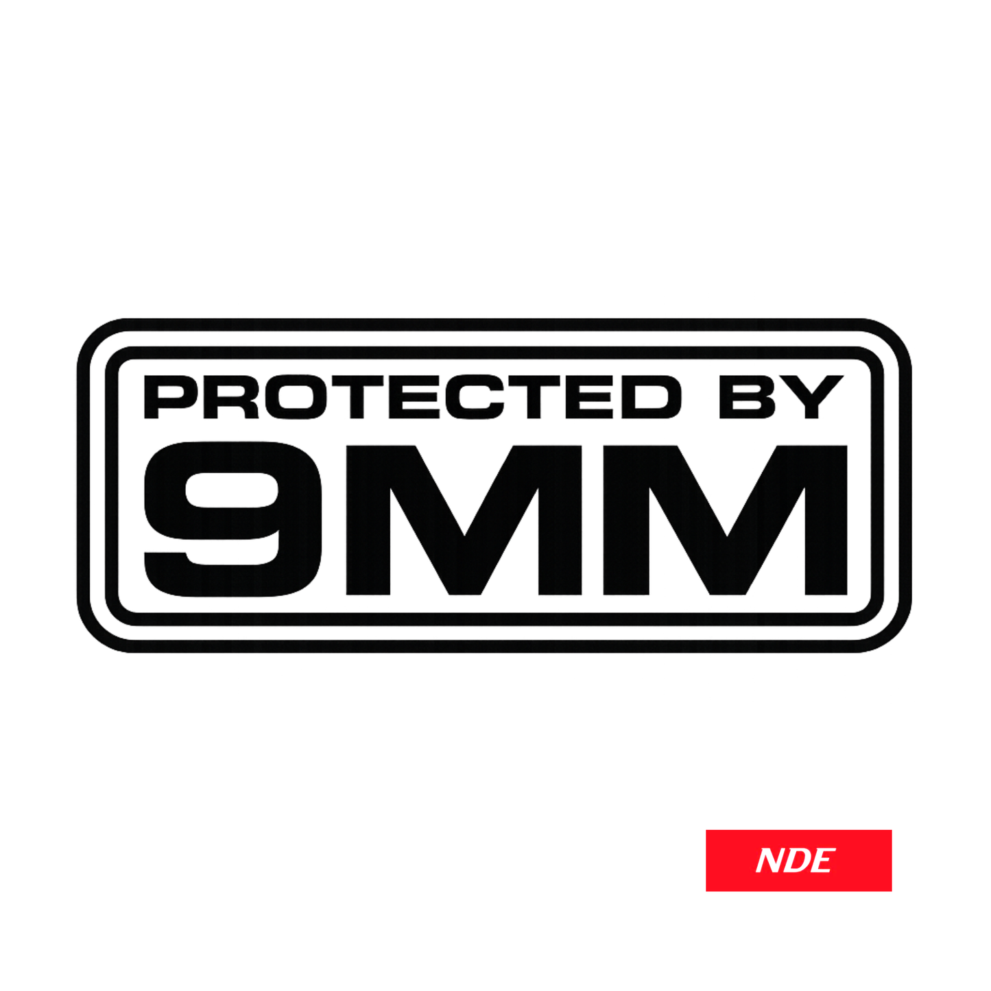 STICKER DECAL PROTECTED BY 9MM
