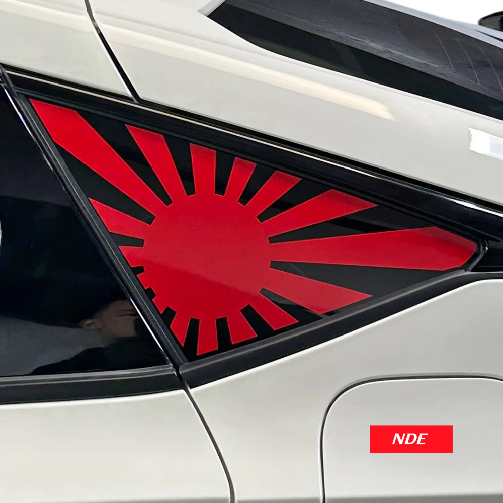 STICKER DECAL QUARTER GLASS RISING SUN