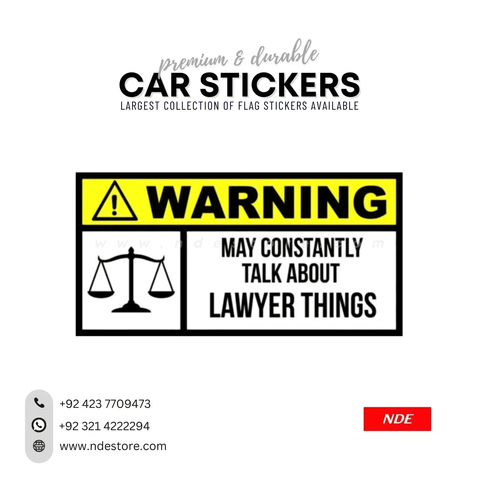 STICKER WARNING LAWYER - ndestore.com