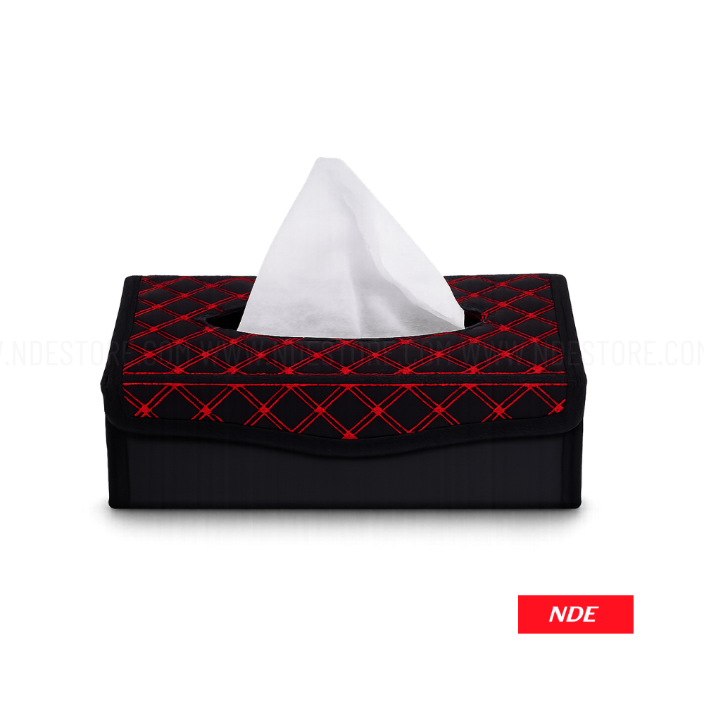 TISSUE BOX 7D STYLE RED WITH RED STITCH