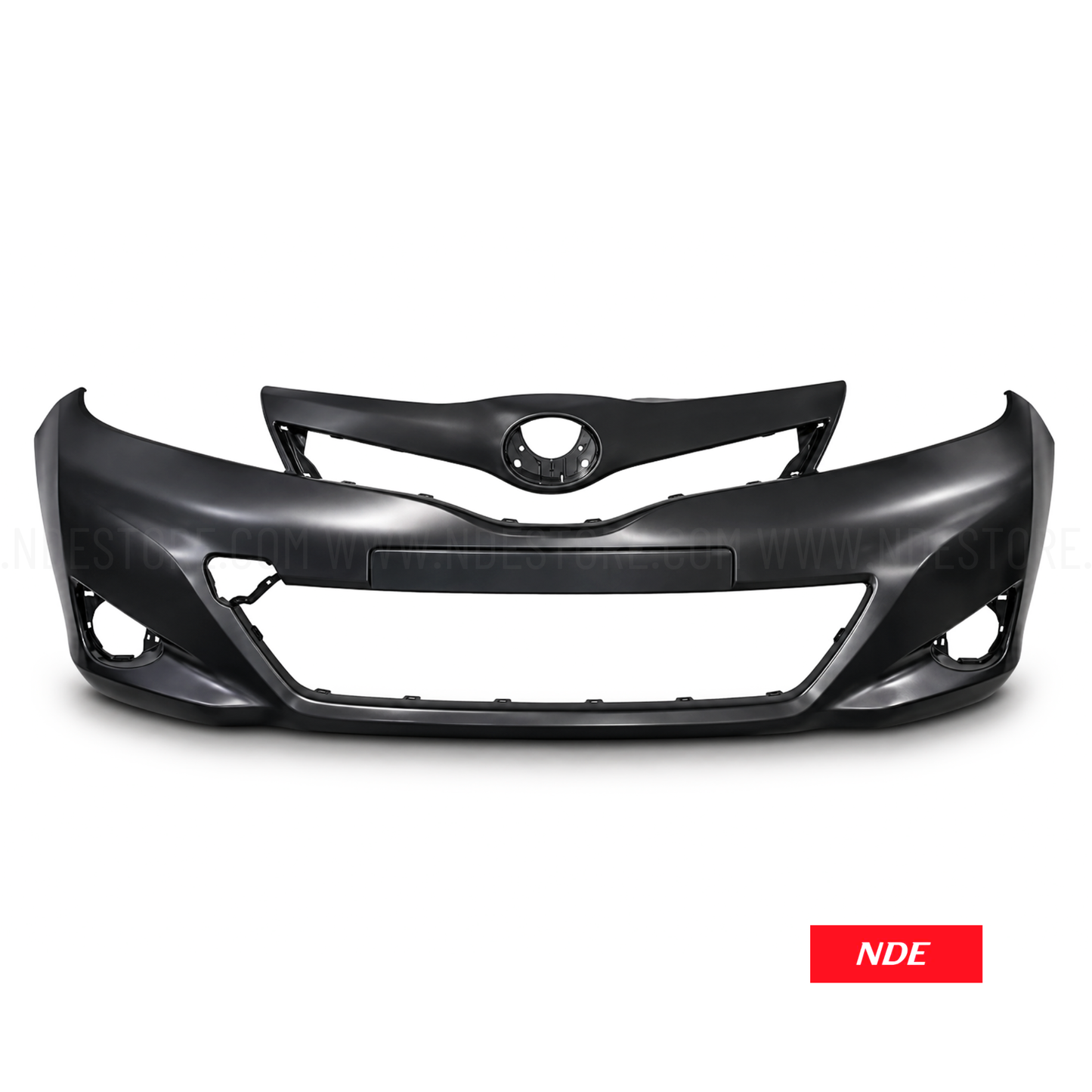Black Toyota Vitz front bumper replacement part with openings for lights and grille