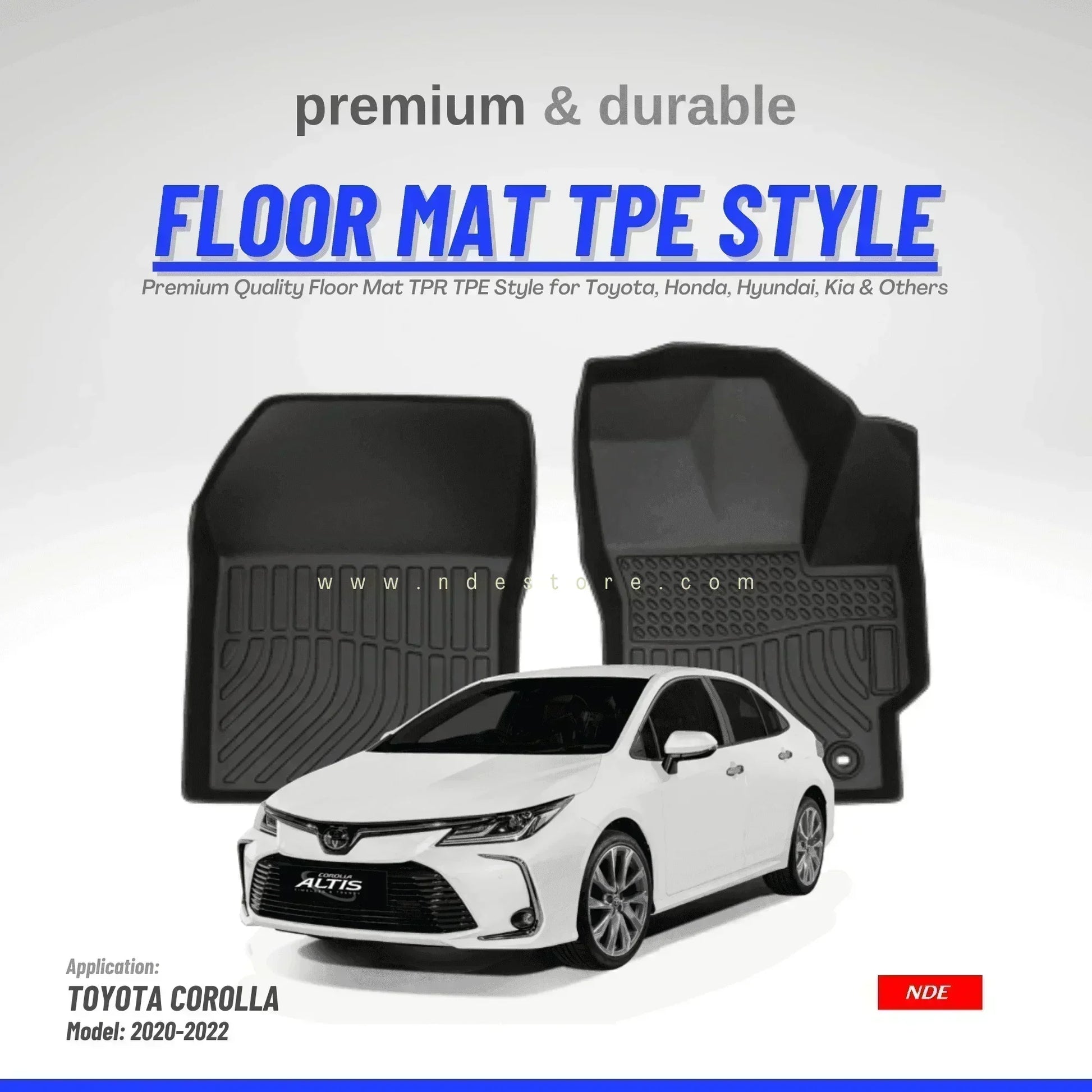 FLOOR MAT TPE STYLE PREMIUM QUALITY FOR TOYOTA COROLLA (2018-2025) - ndestore.com