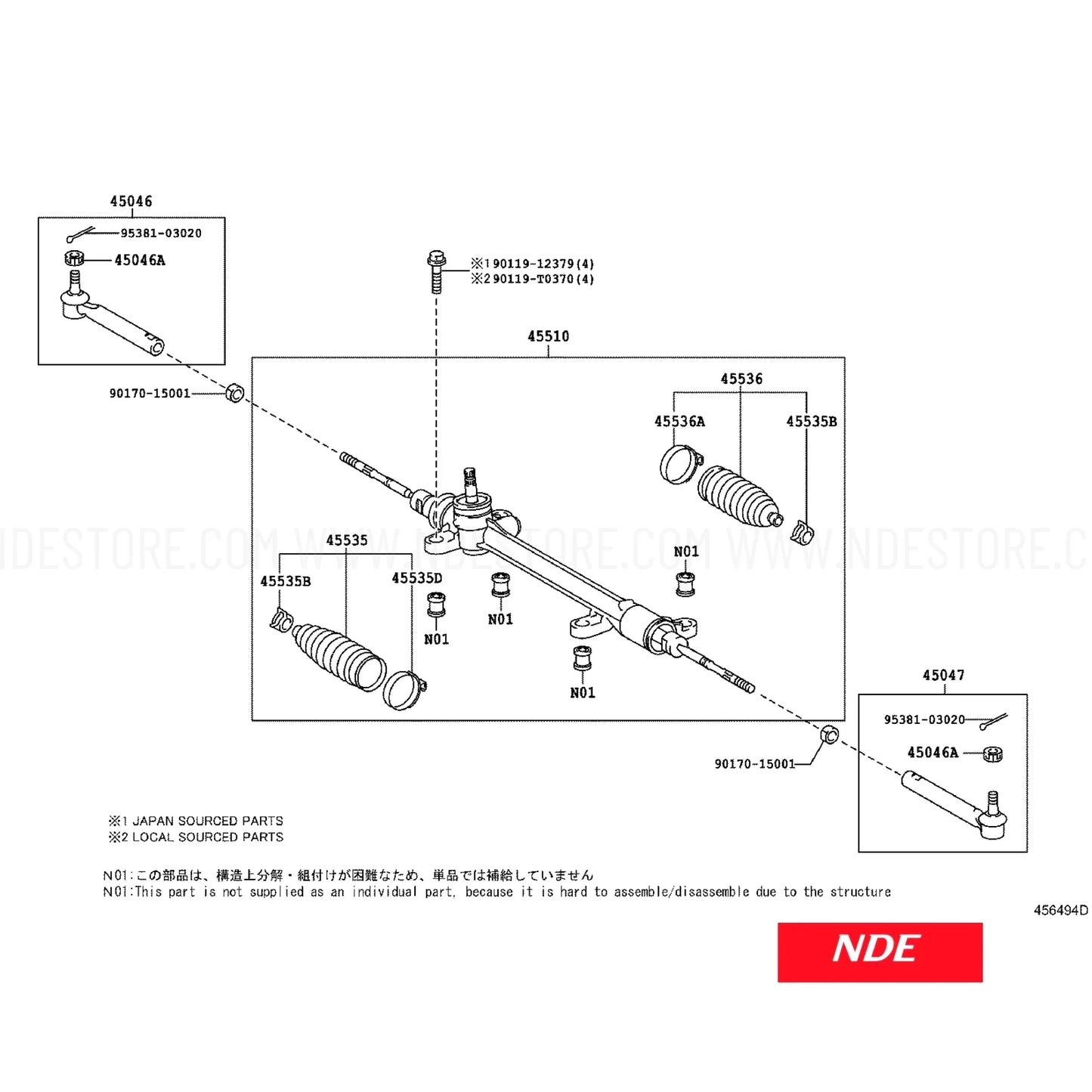 STEERING RACK ASSY GENUINE FOR TOYOTA GRANDE