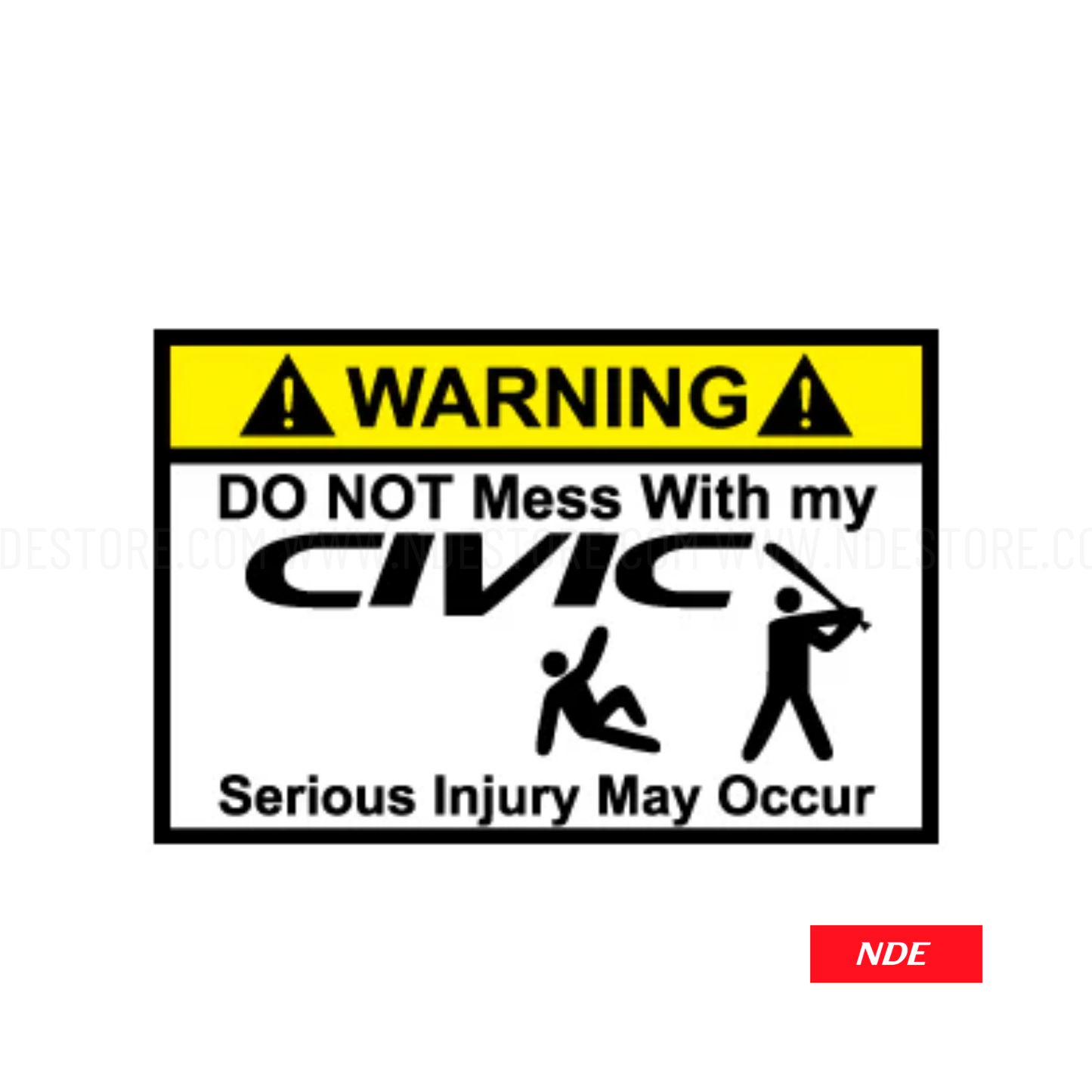 STICKER DECAL CIVIC WARNING