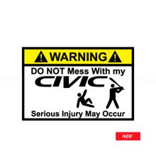 STICKER DECAL CIVIC WARNING