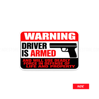STICKER DECAL WARNING DRIVER IS AR**D