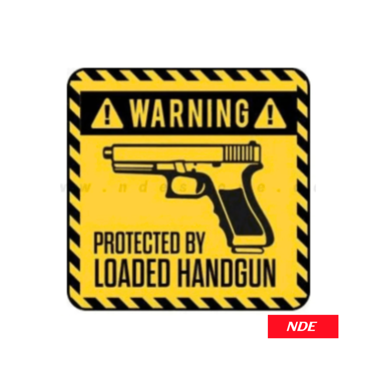 STICKER DECAL PROTECTED BY LOADED HAND GUN