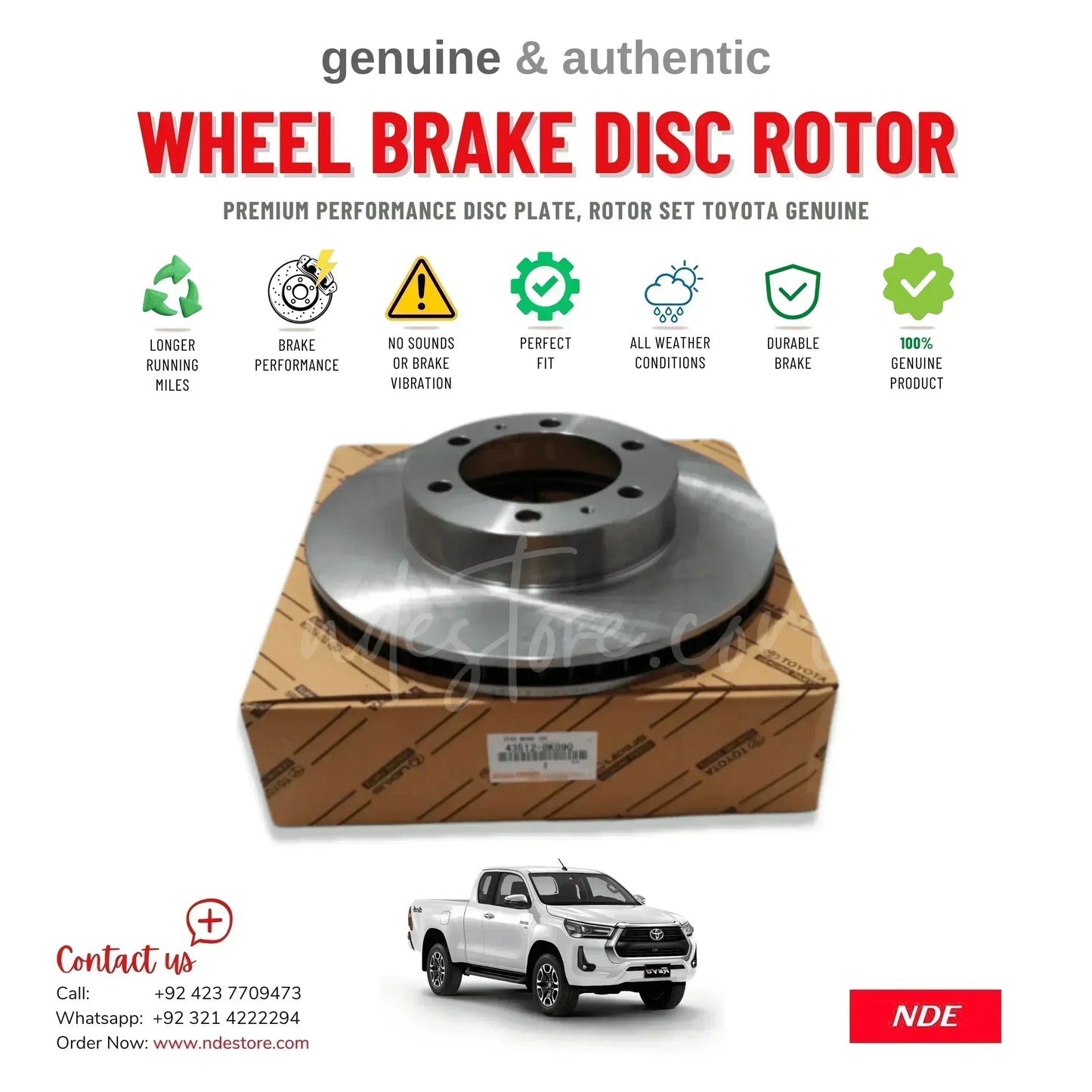 BRAKE DISC ROTOR FRONT GENUINE FOR TOYOTA HILUX REVO - ndestore.com